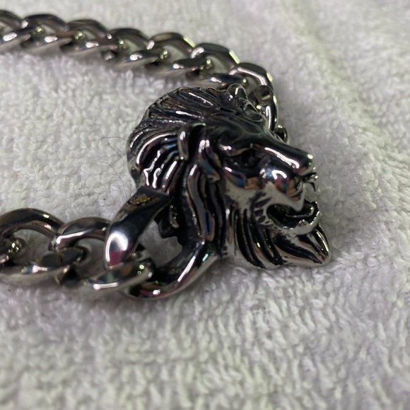 # 27 GulCean Lion Head Bracelet , Men  Steel Cuban Chain Punk Rock Cool Hip Hop - Picture 6 of 7